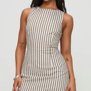 Princess Polly Cream and Black Striped Midi Dress